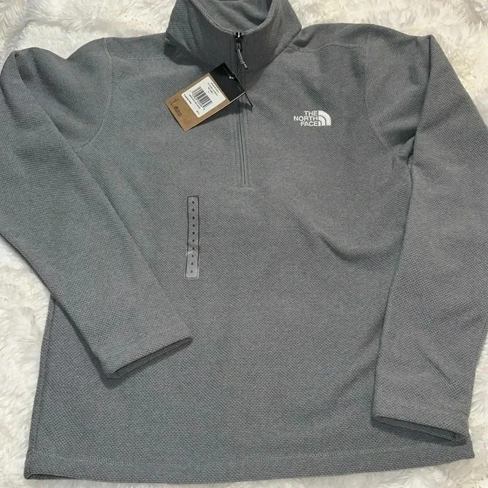NWT The North Face Men Txtrd Cap Rock Mid Gray Pullover Quarter Zip SIZE SM - Picture 2 of 8
